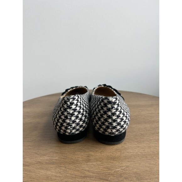 Talbots Edison Velvet Ruffle Houndstooth Tweed Ballet Flats Black White Size 8.5 - Picture 4 of 8